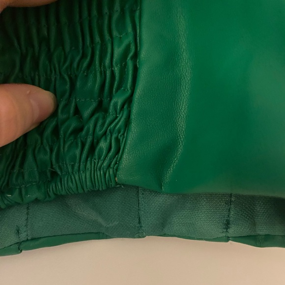Zara Strapless Bustier Crop Top in Green Vegan Leather - Picture 8 of 9
